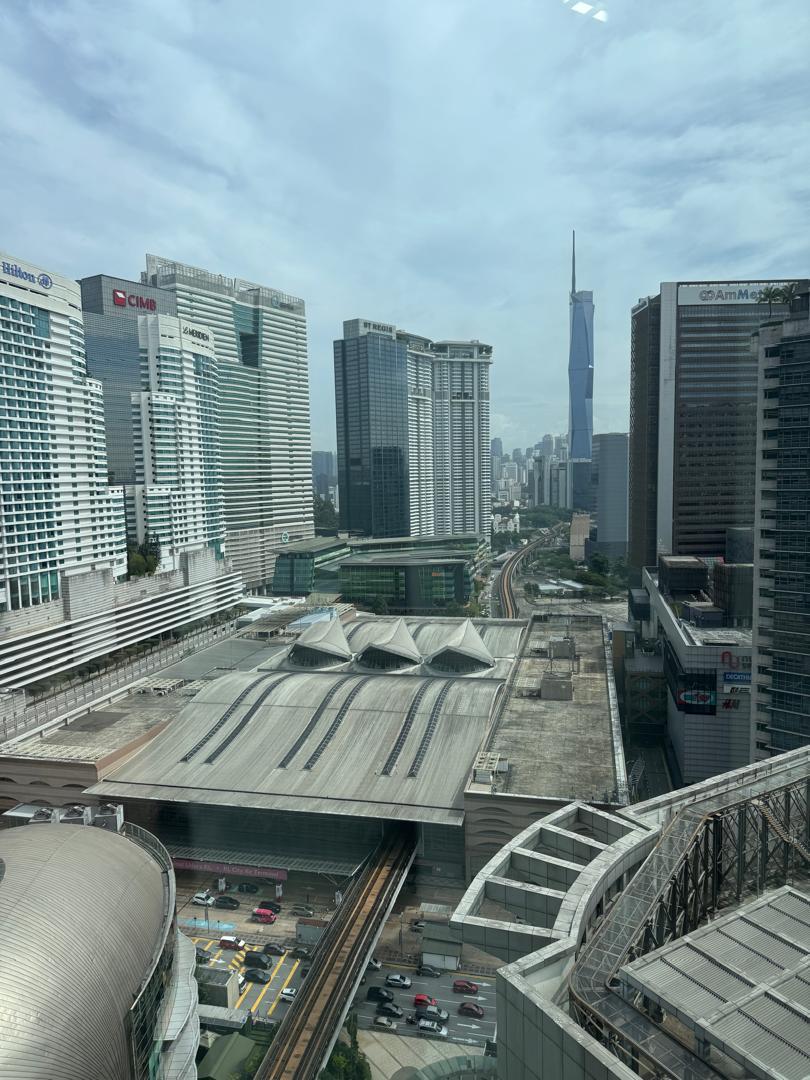 KL Sentral station and Kuala Lumpur skyline outlook in the supplied Plaza Sentral office rental photographs.